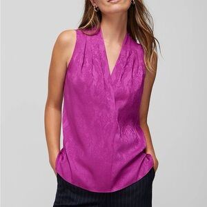 White House Black Market Pleated Magenta Sleeveless Women's Top